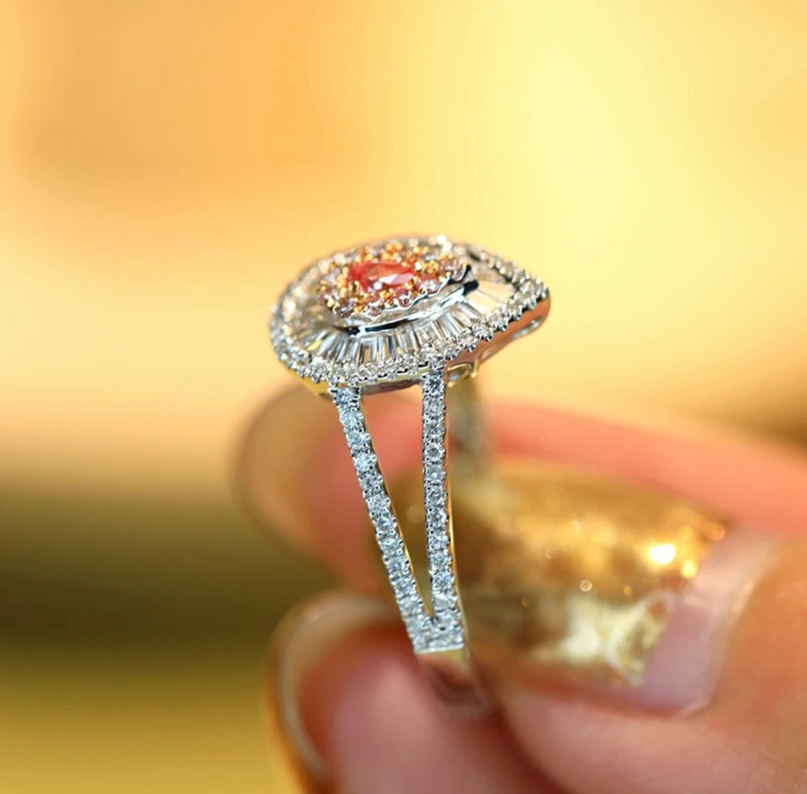 Pink Diamond Pear-Shaped Ring