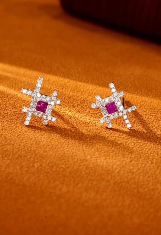 Ruby Diamond Pound Earrings