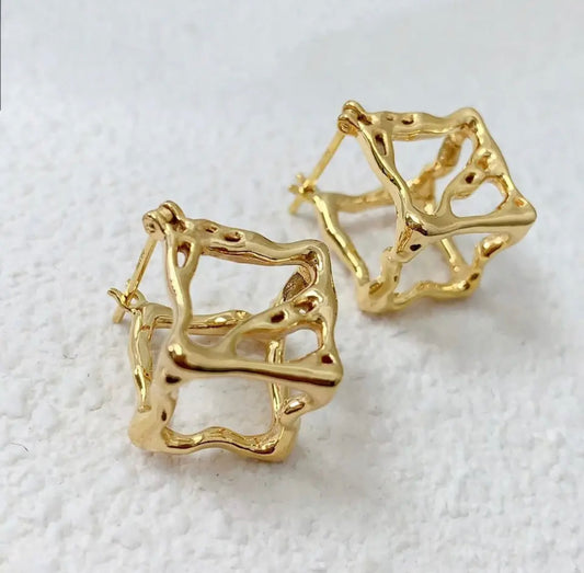 Gold Cube Earrings