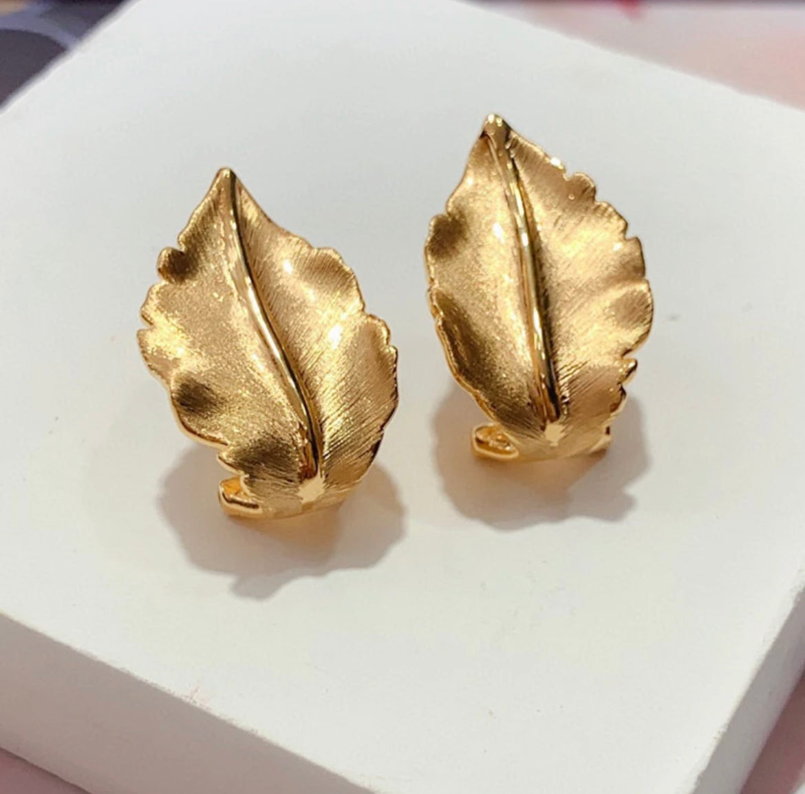 Gold Leaf ClipOn Earrings