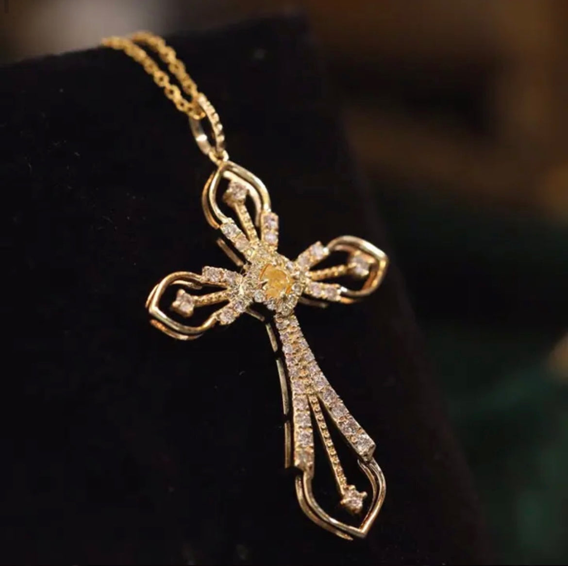 Rose Gold and Yellow Diamond Cross