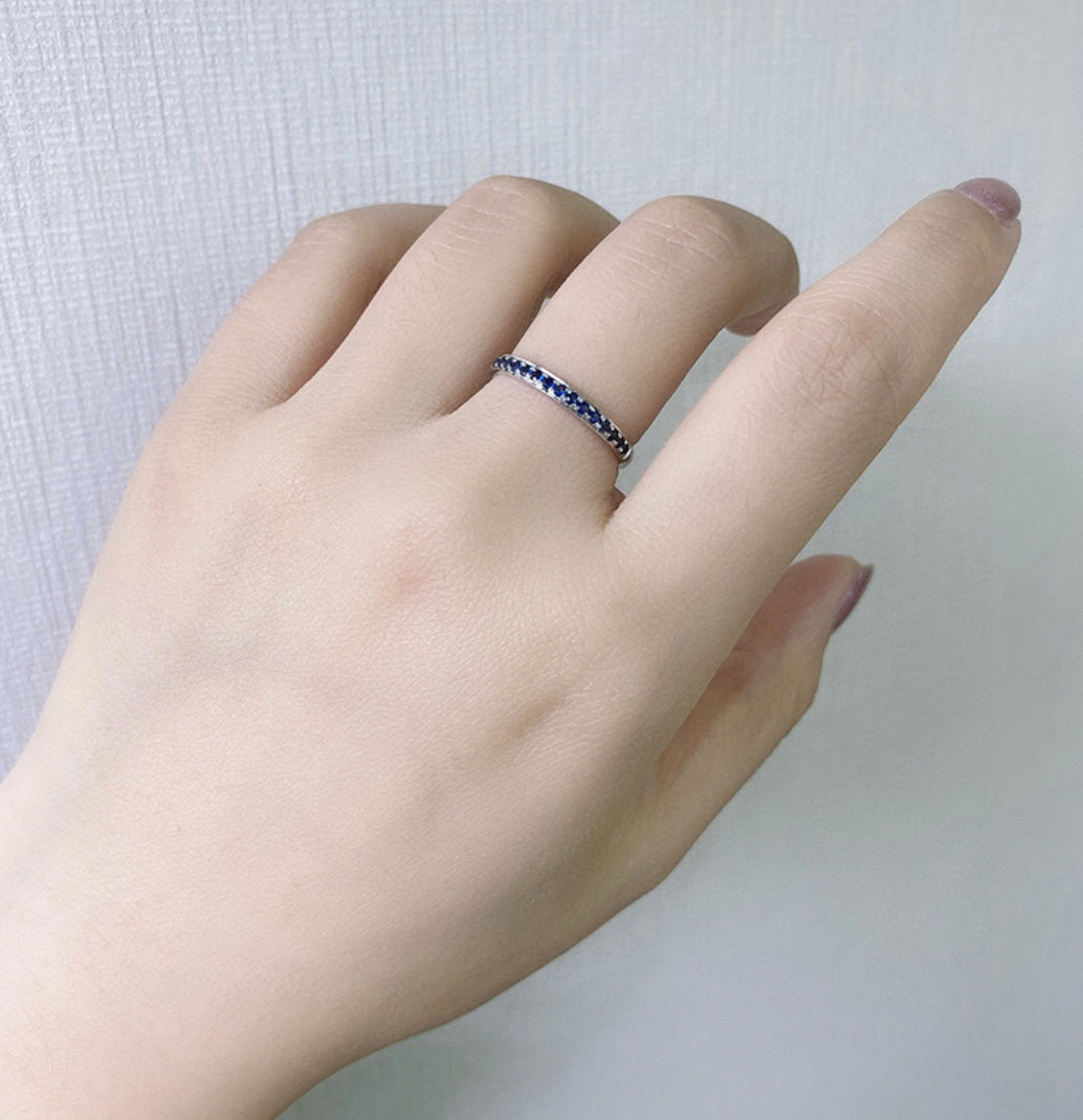 Natural Gemstone Thin Band - Natural Blue Sapphire