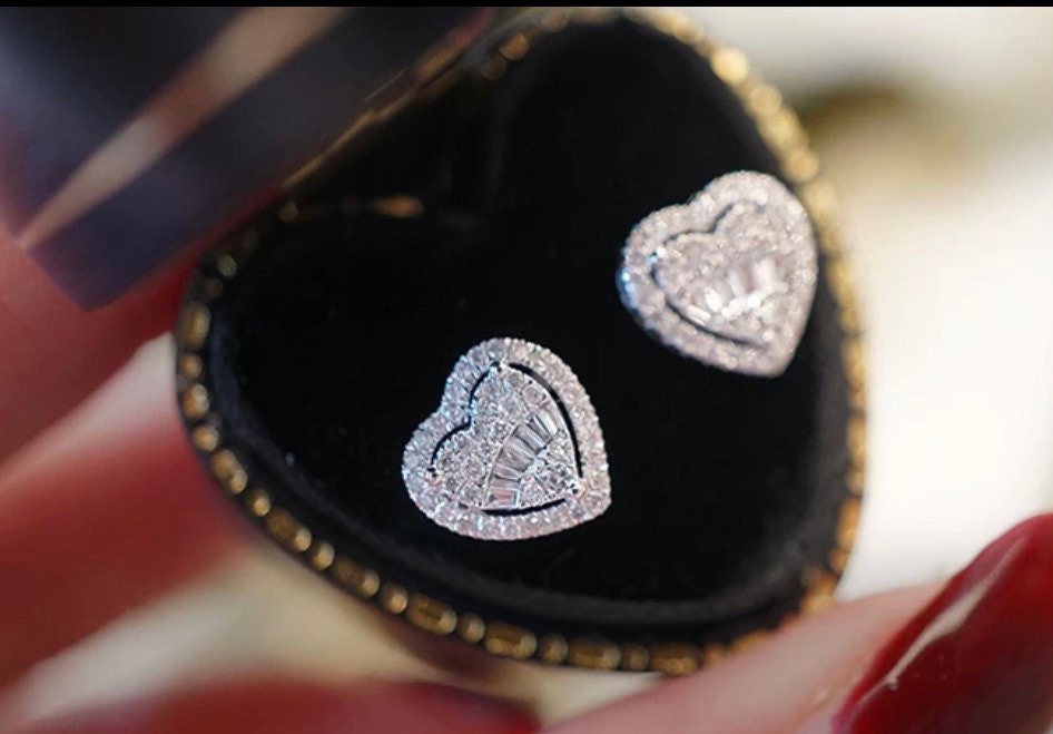 Double Heart Diamond Earrings