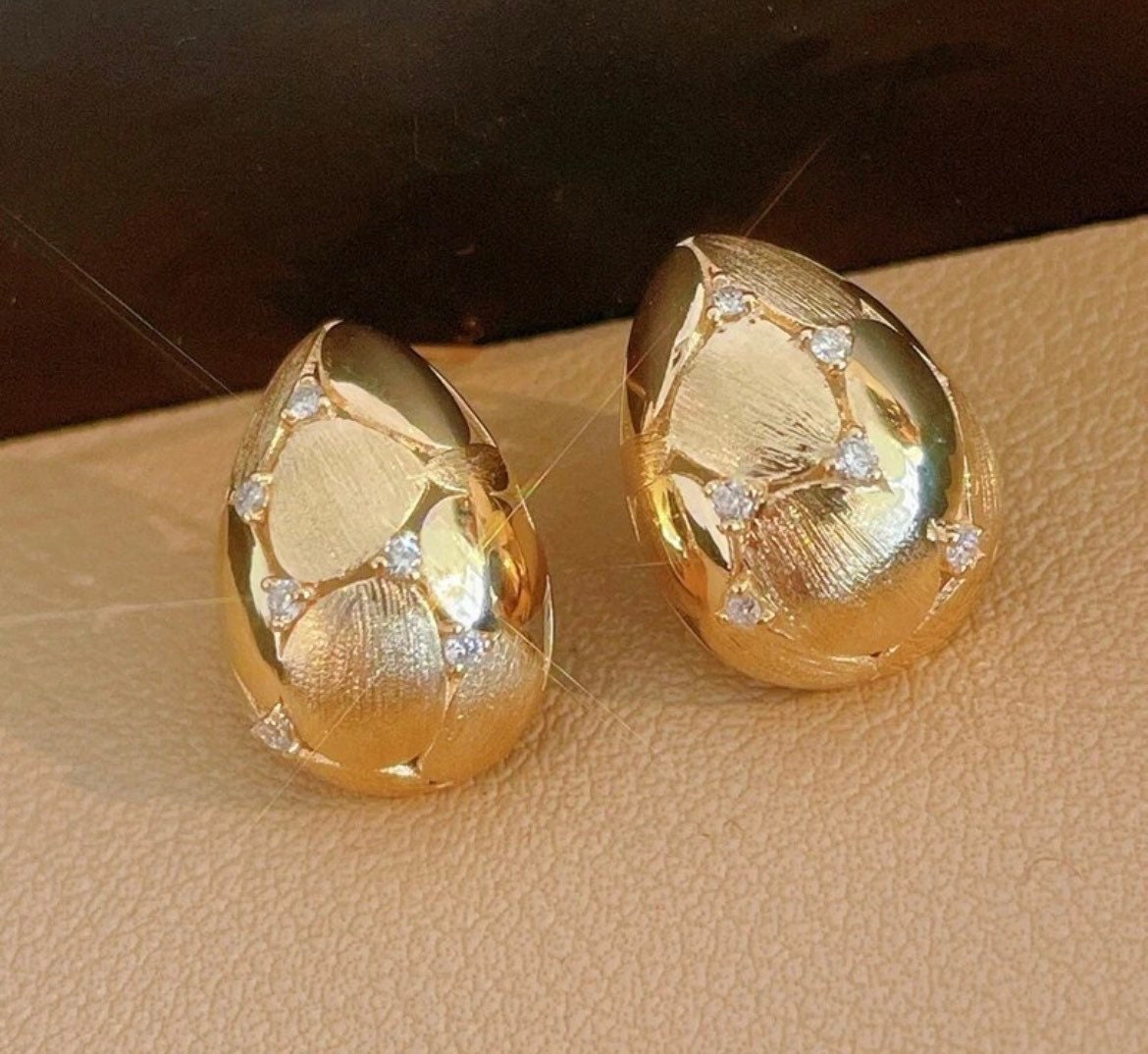 Teardrop Gold Diamond Earrings