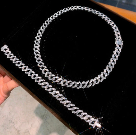 Luxurious Diamond Cuban Chain Combo