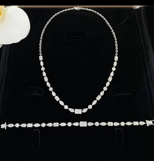 Real Natural Diamonds Necklace, Bracelet Combo